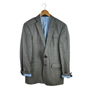 Charles Tyrwhitt 100% Wool Men's Gray Slim Fit Two Button Coat Blazer Jacket 40